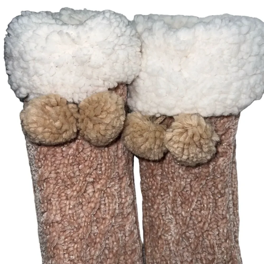 Muk Luks Slipper Socks Warm Fleece Knit Cozy